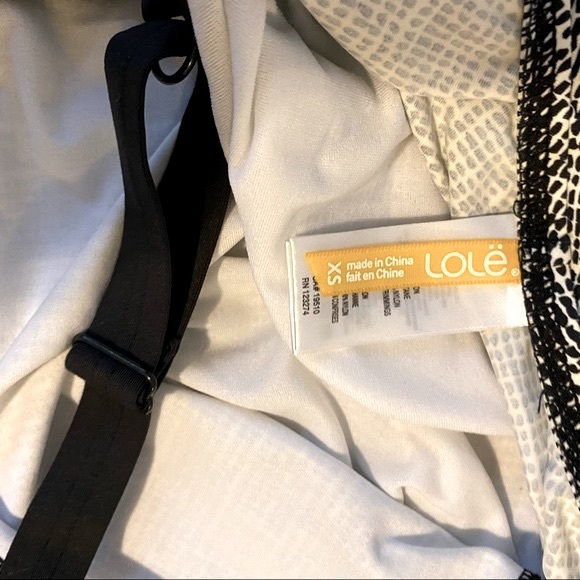 Lole one piece side tie cross back black and white patterned swimsuit- XS - Picture 15 of 16